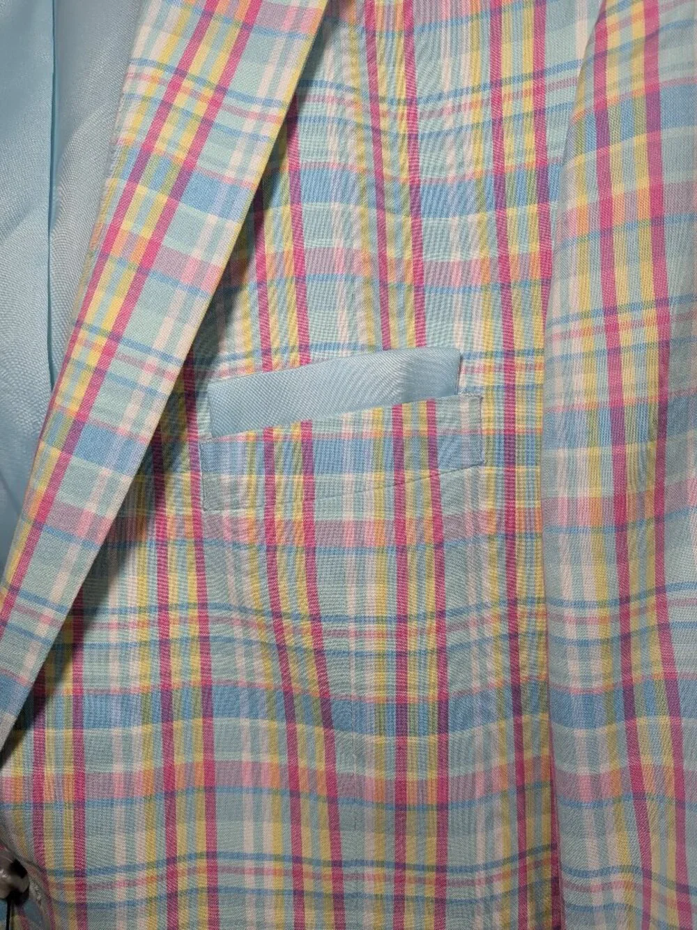 NWT Alan Flusser Pastel Plaid Sport Coat 46R Easter Wedding Preppy Madras Blazer